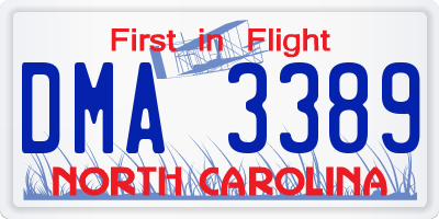 NC license plate DMA3389