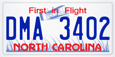 NC license plate DMA3402