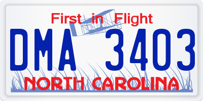 NC license plate DMA3403