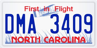 NC license plate DMA3409