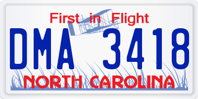 NC license plate DMA3418