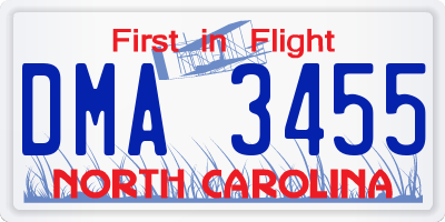 NC license plate DMA3455