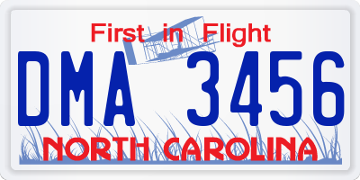 NC license plate DMA3456