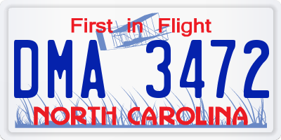 NC license plate DMA3472