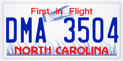 NC license plate DMA3504