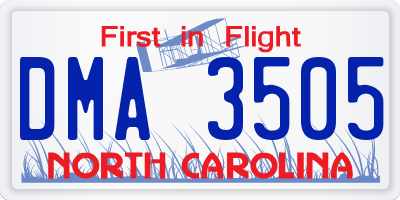 NC license plate DMA3505