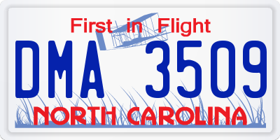 NC license plate DMA3509