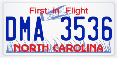 NC license plate DMA3536