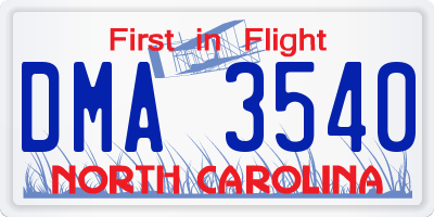 NC license plate DMA3540