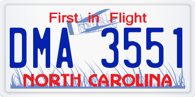 NC license plate DMA3551