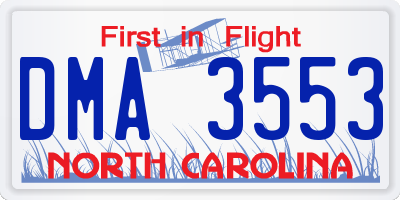 NC license plate DMA3553