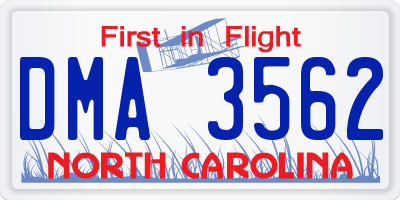 NC license plate DMA3562