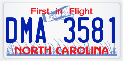 NC license plate DMA3581
