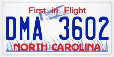 NC license plate DMA3602