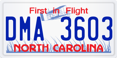 NC license plate DMA3603