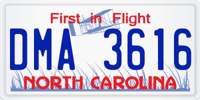 NC license plate DMA3616