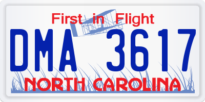 NC license plate DMA3617