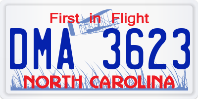 NC license plate DMA3623