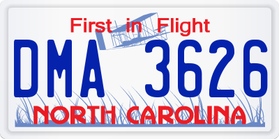 NC license plate DMA3626
