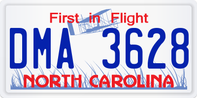 NC license plate DMA3628