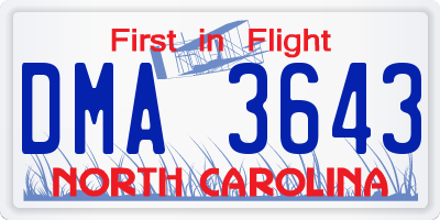 NC license plate DMA3643