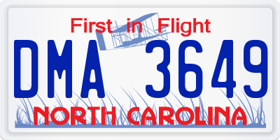 NC license plate DMA3649
