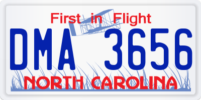 NC license plate DMA3656