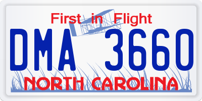 NC license plate DMA3660