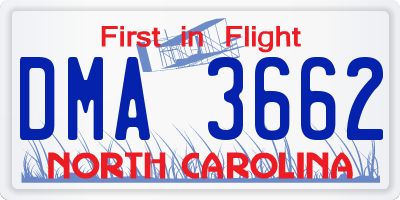 NC license plate DMA3662