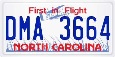 NC license plate DMA3664