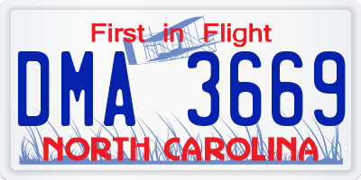 NC license plate DMA3669