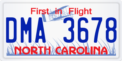 NC license plate DMA3678
