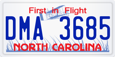 NC license plate DMA3685