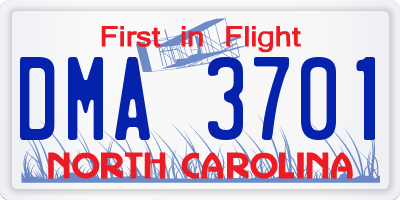 NC license plate DMA3701