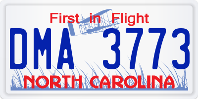 NC license plate DMA3773