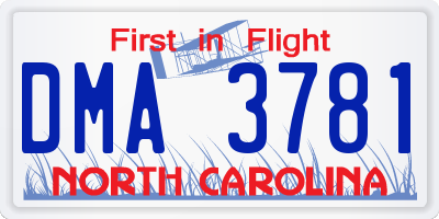 NC license plate DMA3781