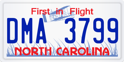 NC license plate DMA3799