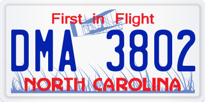 NC license plate DMA3802