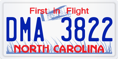 NC license plate DMA3822