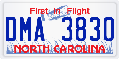 NC license plate DMA3830