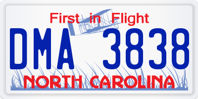 NC license plate DMA3838