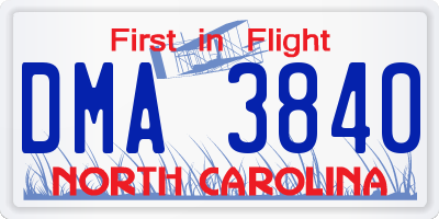 NC license plate DMA3840