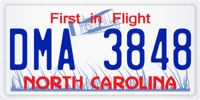 NC license plate DMA3848