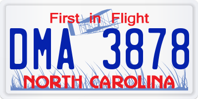 NC license plate DMA3878