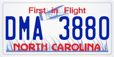 NC license plate DMA3880