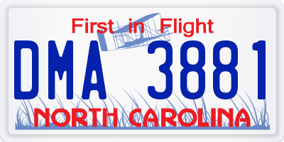 NC license plate DMA3881
