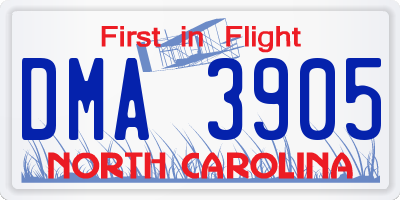 NC license plate DMA3905