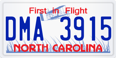 NC license plate DMA3915