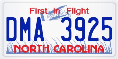 NC license plate DMA3925