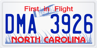 NC license plate DMA3926